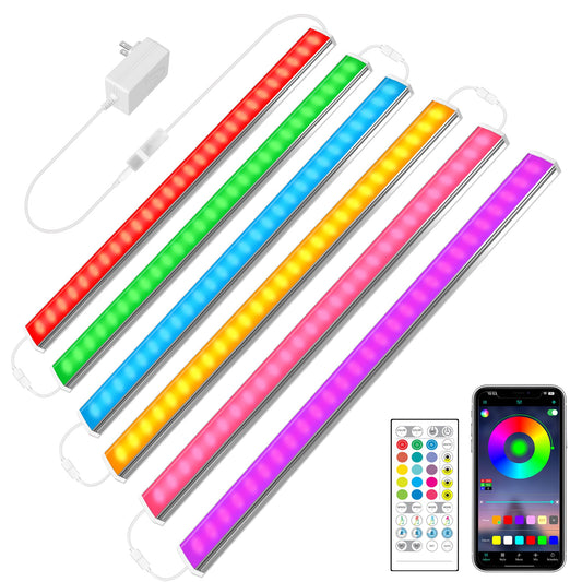Rynx | Maylit 6 Pack Smart Under Cabinet Lights, Dimmable Multicolor LED Lighting For Kitchen & Workbench