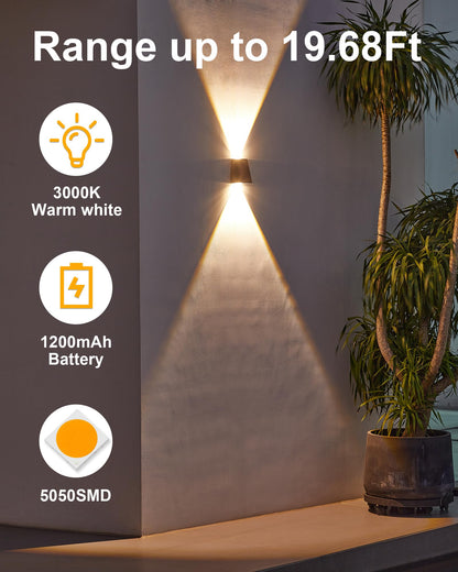 Rynx | Luhlee Solar Outdoor Wall Lamps, Ip65 Waterproof Wall Lamps, Double Color, 2 Pack For Garden & Terrace