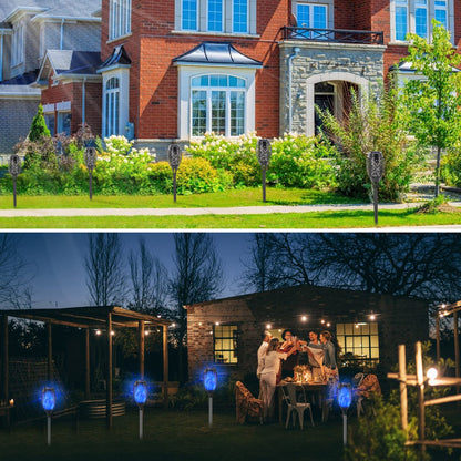 Rynx | Cocomox 12 Pack Outdoor Solar Lights - Blue Flaming Flame Tiki Torches For Garden Path