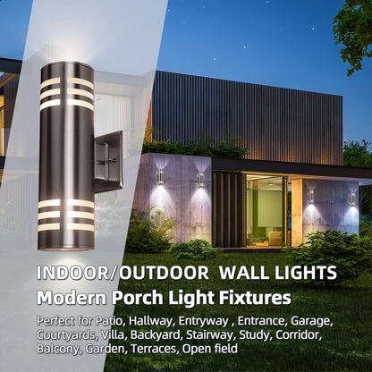 Rynx | Cnengsthy Outdoor Wall Lamp - Waterproof Cylinder Light, Silver 13" For Garden & Terrace