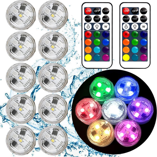 Rynx | Small submerged LED lamp with remote control, Mini LED lamp, Waterproof tea lamp, Underwater lamps, Flame-free lights, Suitable for vases, Aquariums, Hot tubs, Parties, Weddings, Halloween decorations