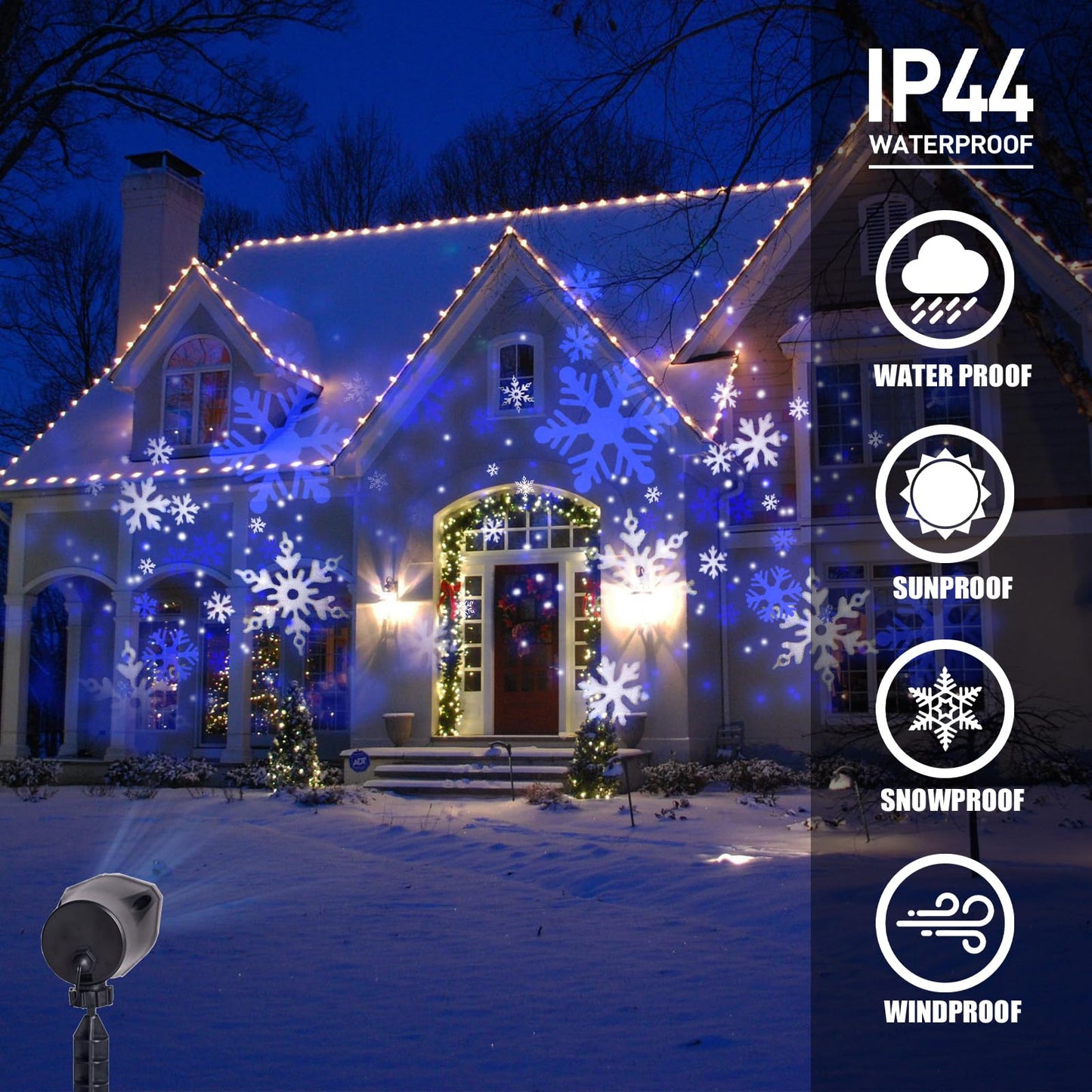Rynx | Vanthylit Christmas Projection Light - Blue Snowflake, Waterproof Led For Indoor & Outdoor Decoration