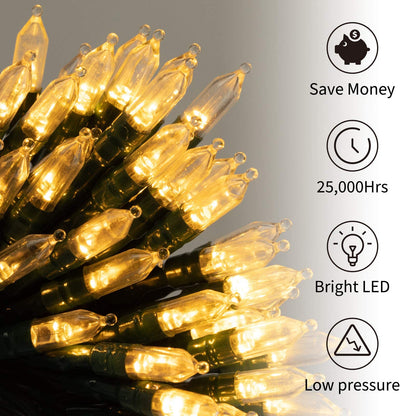 Rynx | Brightown 50 LED Battery Powered Christmas Lights, 18 Foot Waterproof Mini Light Strings, Warm White