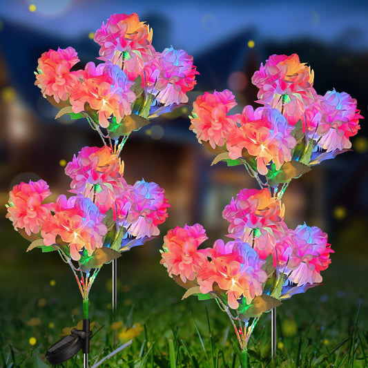 Rynx | Neporal Sunflowers Outdoor Lights, 4Pk Hydrangea, Ip65 Waterproof, 4-Color, 2 Mode