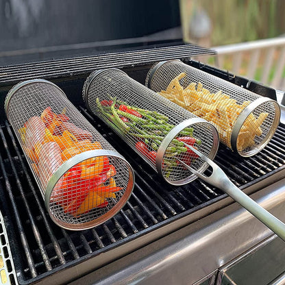 Rynx | Stainless Steel Rolling Bbq Grill Basket