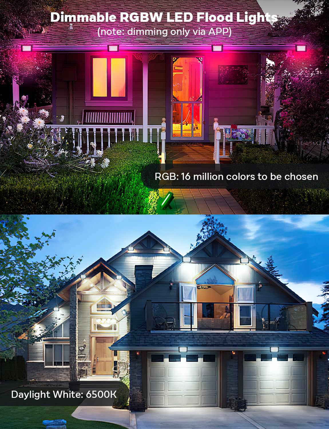 Rynx | Alfele 36W Rgbw Led Floodlight, Color-Changing Outdoor Lighting, Remote Control, Ip66, 4 Pack