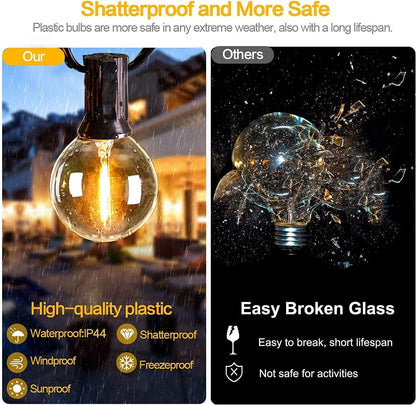 Rynx | Rtty 50Ft Outdoor String Lights, G40 Unbreakable Globe Lights For Patio & Party
