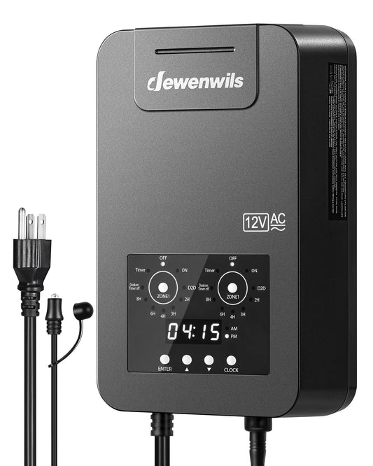 Rynx | Dewenwils 200W Low Voltage Landscape Transformer, 2 Zone Independent Control, 120V to 12V/14V AC, Outdoor Landscape Lighting Tra