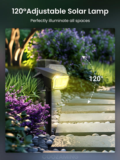 Rynx | Coozaming Solar Spot Light, 9 Color Modes, 63 Led Waterproof Garden Light - 4 Pack