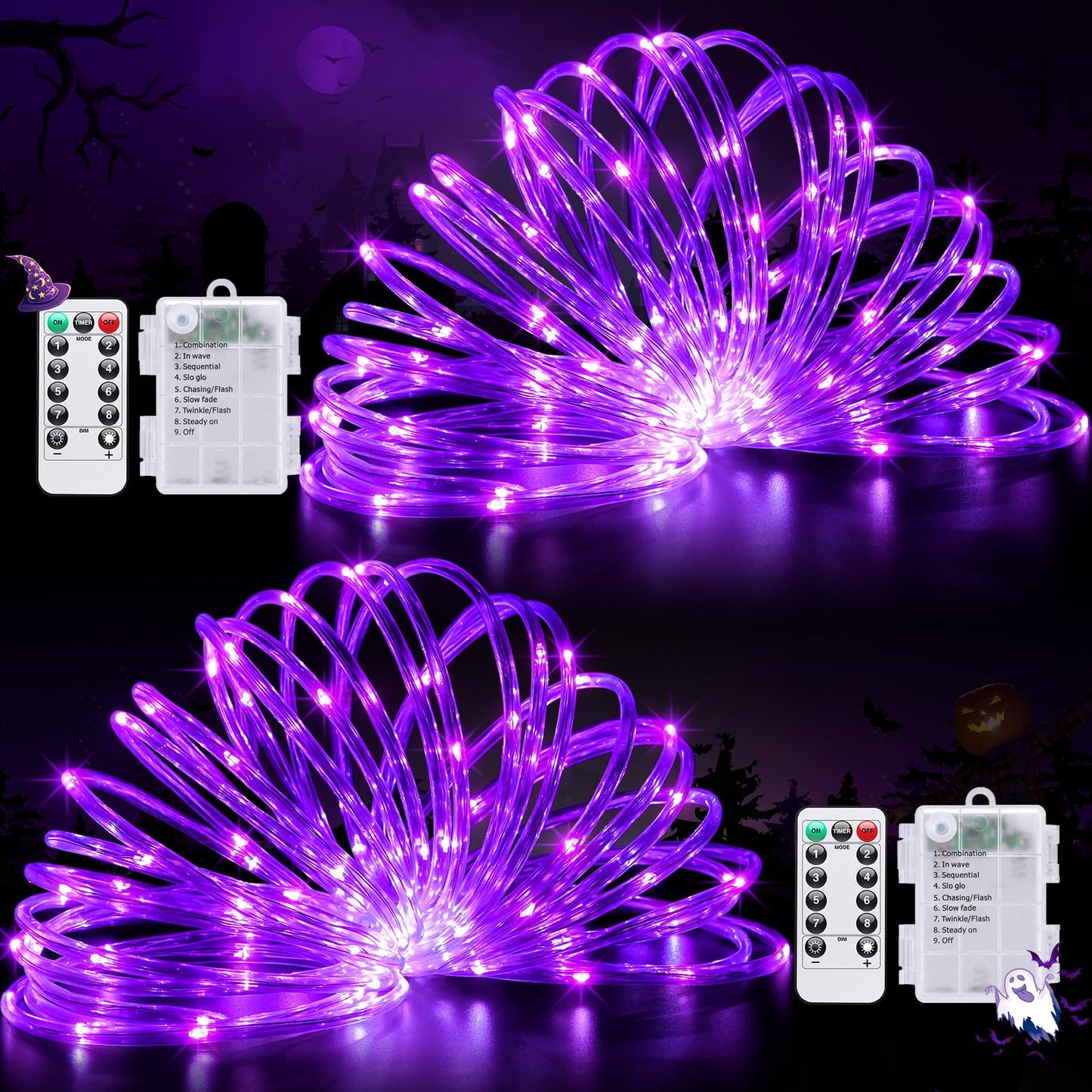 Rynx | Potive 200 LED Purple Christmas Lights - 20 M Battery Operated Waterproof for Outdoor Decoration