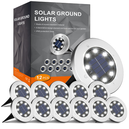 Rynx | Incx 12 Pack Solar Light - Waterproof Outdoor Garden Landscape Lighting, Cool White