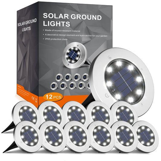 Rynx | Incx 12 Pack Solar Light - Waterproof Outdoor Garden Landscape Lighting, Cool White