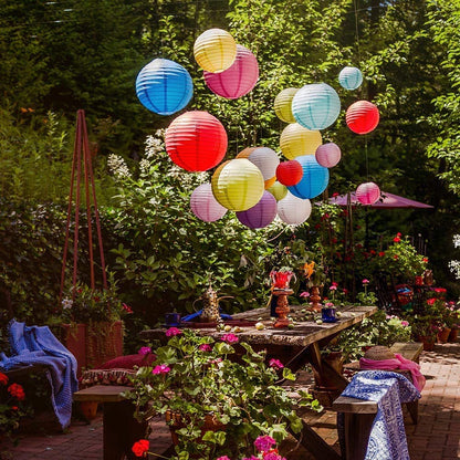 Rynx | Famolay 16 Pcs Multicolor Paper Lanterns - 4" 6" 8" 10" Round Hanging Decorations