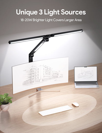 Rynx | Mediacous Led Desk Lamp With Clamp - 20W, 3 Lights, 4 Color Modes, Eye Caring And Flexible