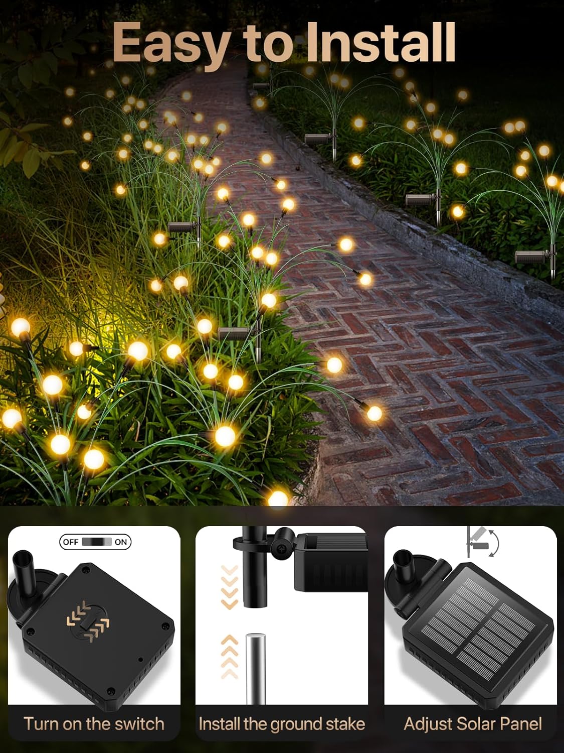 Rynx | Solar Garden Lighting - 2024 New Improved Leaf Design 10 LED Solar Fireworks Lights