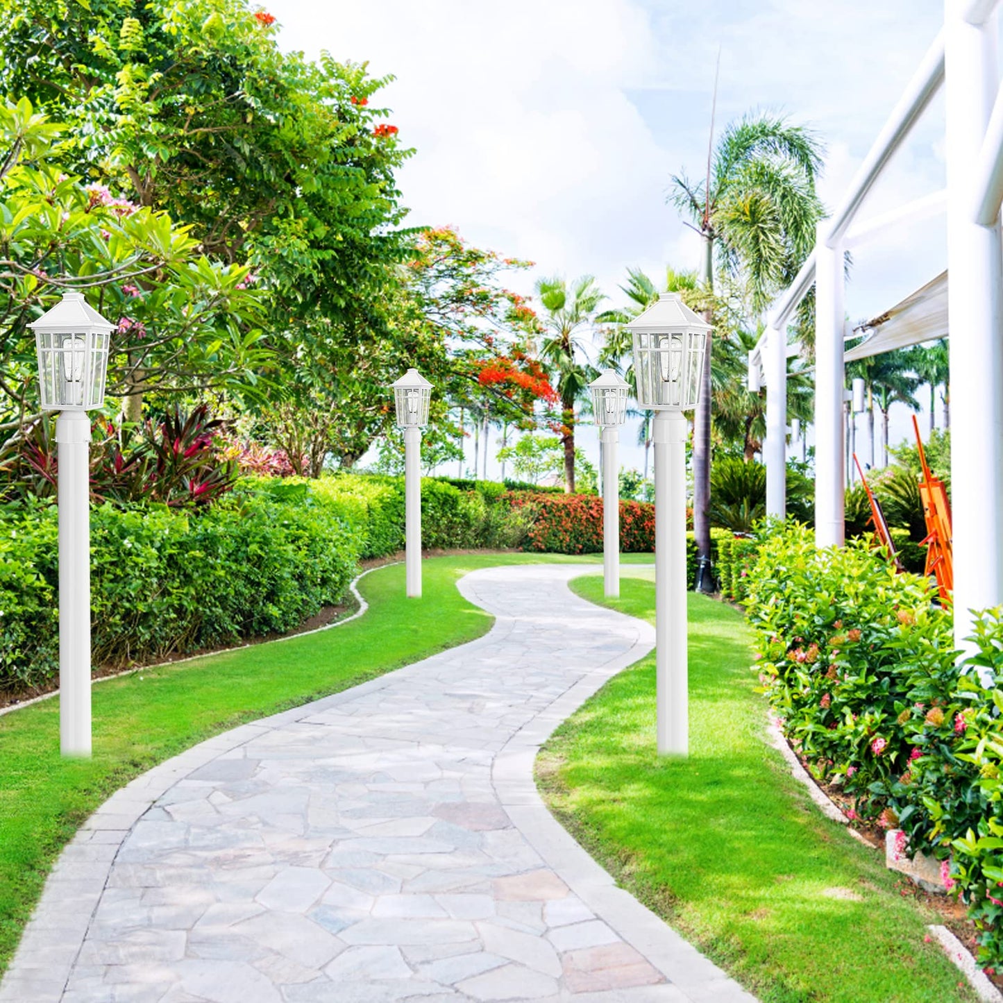 Rynx | Darkaway Waterproof Aluminum Outdoor Light Pole for Garden, Terrace, Walkway - White