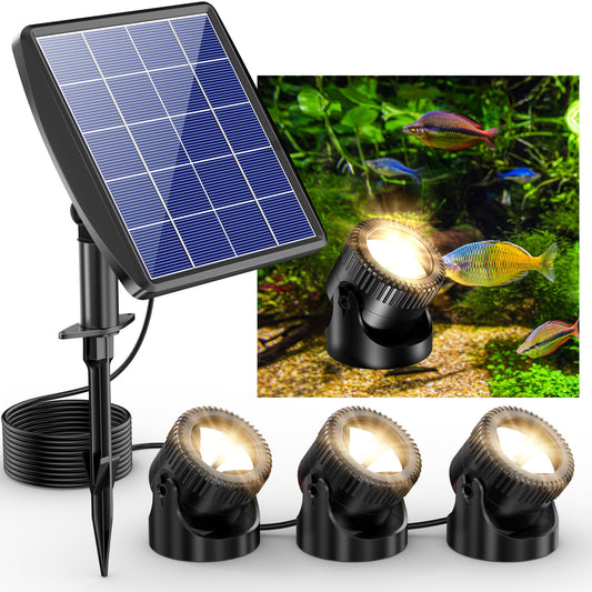 Rynx | Poposoap Sea Light, 3-in-1 Warm White Underwater Light, Ip68 Waterproof Led Landscape Spotlights For Sea, Garden, Terrace, Fountain, Pool, Waterfall Decoration (3 Head Lamp)