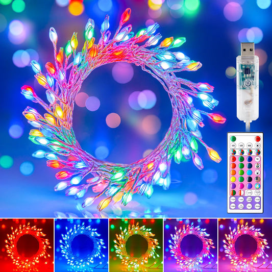 Rynx | Moonflor Fairy Lights Color Change - 22 Colors 20Ft 200 Led Firework Fairy Lights With Remote Control, Cluster String Lights With 12 Lighting Modes, Halloween Fairy Lights For Bedroom Indoor Christmas
