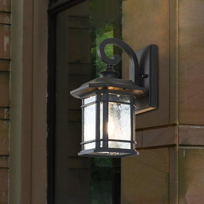 Rynx | Bronze Curvy Arm Wall Lighting Country Clear Wave Glass Single-Head Outdoor Wall Lamp