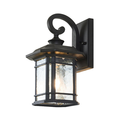 Rynx | Bronze Curvy Arm Wall Lighting Country Clear Wave Glass Single-Head Outdoor Wall Lamp