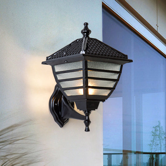 Rynx | Rustic Lantern Wall Lamp Single Probe Frosted Glass Wall Mounted Lamp in Black