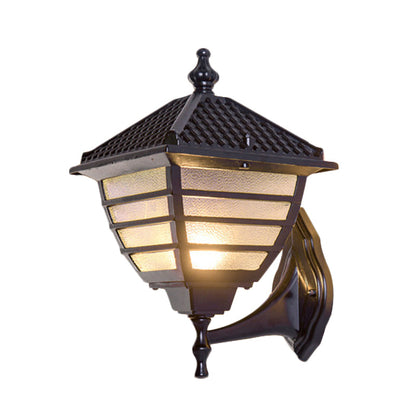 Rynx | Rustic Lantern Wall Lamp Single Probe Frosted Glass Wall Mounted Lamp in Black