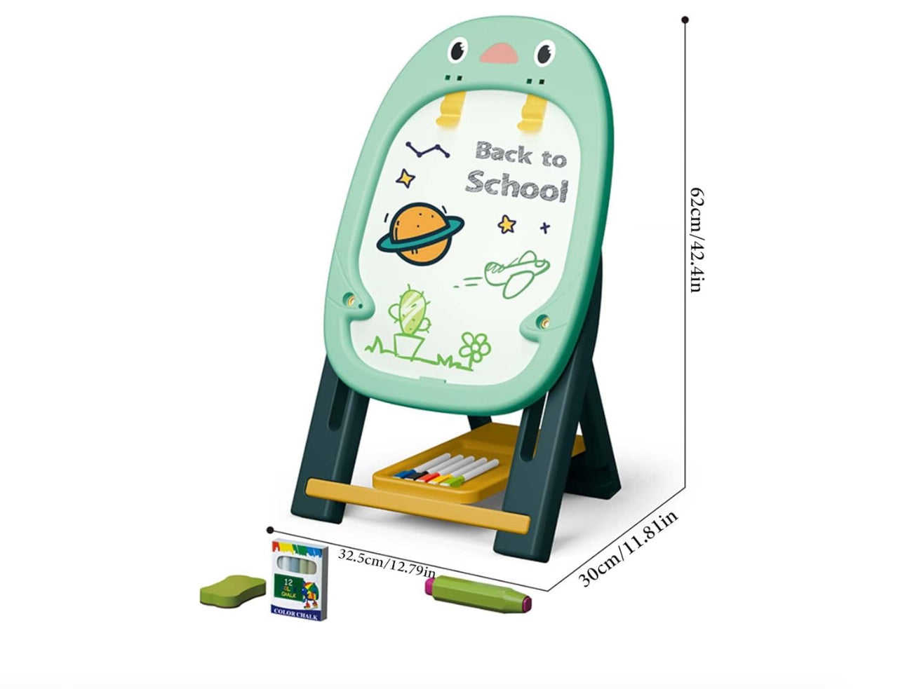 Rynx | Children's adjustable easel with magnetic drawing surface – double-sided art easel with accessories (46 pieces)