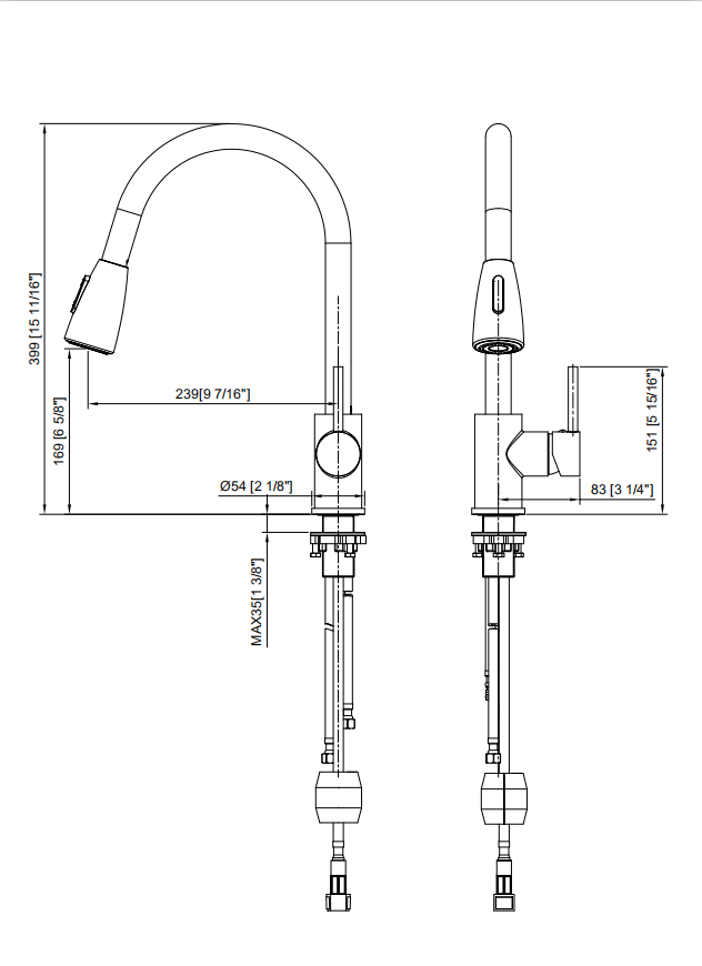 RYNX | Watermark WELS Kitchen Laundry Pull Out Tall Mixer Tap Sink Faucet