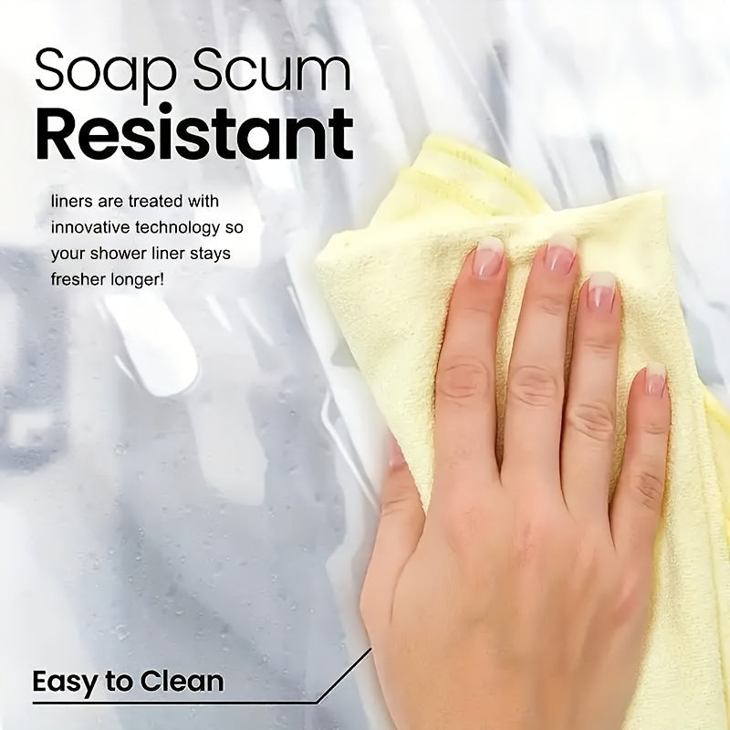 Rynx | Heavy-Duty Clear PEVA Shower Curtain Liner - Soap Scum and Mildew Resistant, Hooks Included for Home and Kitchen