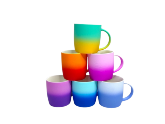 Rynx | Matte holographic ombre coffee mug | Modern art | Minimalist design | Ideal for home decoration & gifts. Bright colors x set of 6
