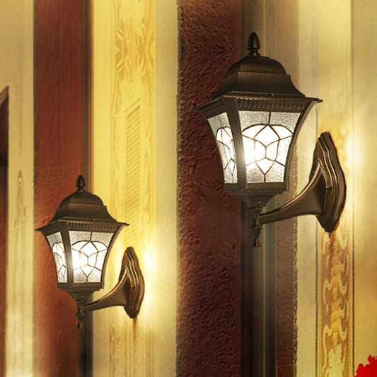Rynx | Birdcage Frosted Glass Wall Lamp Retro 1 Head Outdoor Wall Light Fixture in Coffee