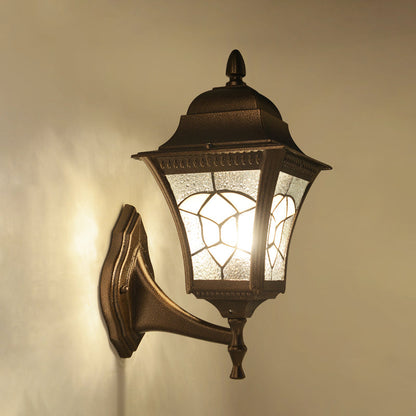 Rynx | Birdcage Frosted Glass Wall Lamp Retro 1 Head Outdoor Wall Light Fixture in Coffee