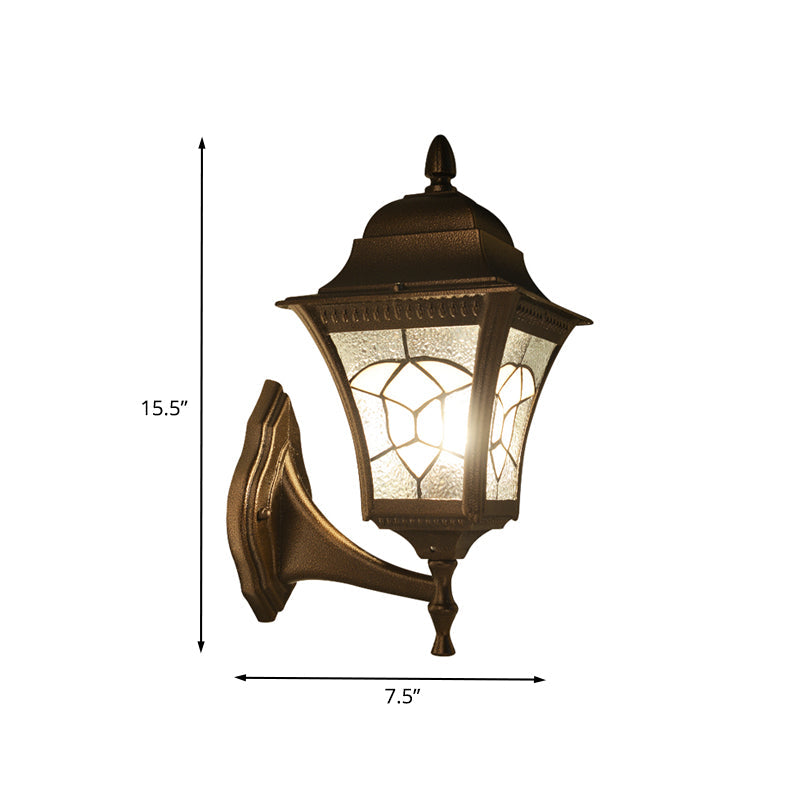 Rynx | Birdcage Frosted Glass Wall Lamp Retro 1 Head Outdoor Wall Light Fixture in Coffee