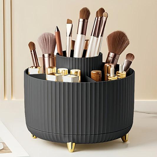 Rynx | 360° Rotation Make-up Organizer – Durable Plastic Cosmetic Storage Box with 5 Compartments