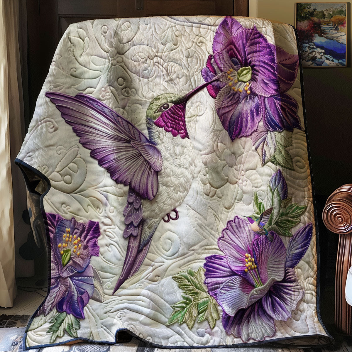 Rynx | Purple Hummingbird Comforter