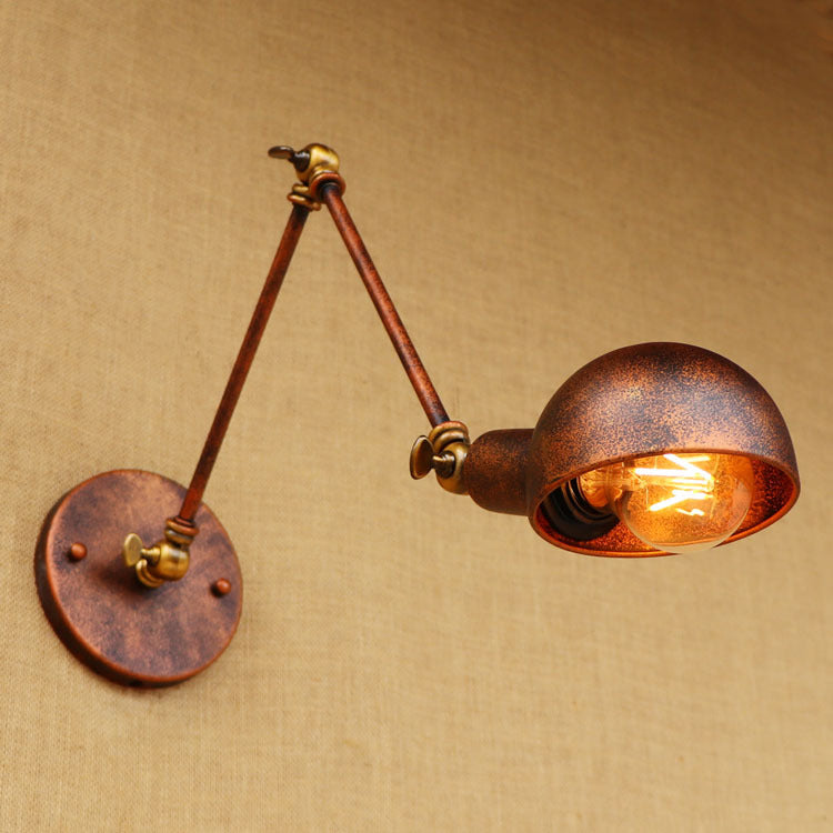 Rynx | 1 Light Scale Wall Lamp Fixture Antique Style Rust Metal Wall Lamp with Rotatable Arm for Study Room