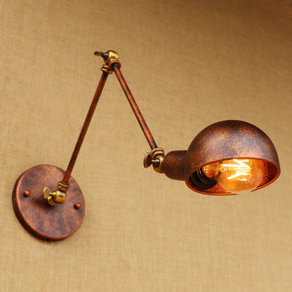 Rynx | 1 Light Scale Wall Lamp Fixture Antique Style Rust Metal Wall Lamp with Rotatable Arm for Study Room
