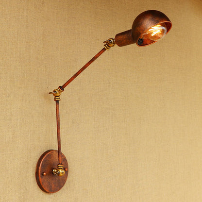 Rynx | 1 Light Scale Wall Lamp Fixture Antique Style Rust Metal Wall Lamp with Rotatable Arm for Study Room