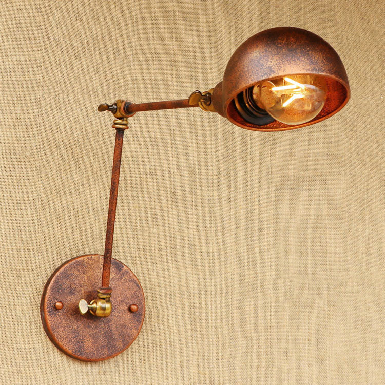 Rynx | 1 Light Scale Wall Lamp Fixture Antique Style Rust Metal Wall Lamp with Rotatable Arm for Study Room