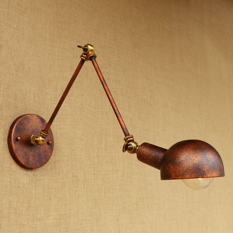 Rynx | 1 Light Scale Wall Lamp Fixture Antique Style Rust Metal Wall Lamp with Rotatable Arm for Study Room