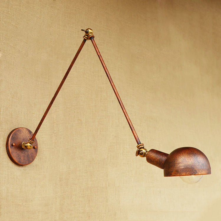 Rynx | 1 Light Scale Wall Lamp Fixture Antique Style Rust Metal Wall Lamp with Rotatable Arm for Study Room