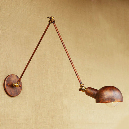 Rynx | 1 Light Scale Wall Lamp Fixture Antique Style Rust Metal Wall Lamp with Rotatable Arm for Study Room