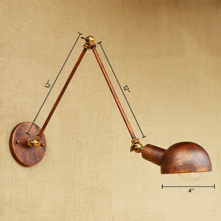 Rynx | 1 Light Scale Wall Lamp Fixture Antique Style Rust Metal Wall Lamp with Rotatable Arm for Study Room