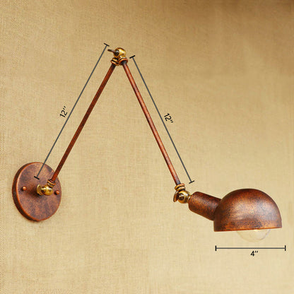 Rynx | 1 Light Scale Wall Lamp Fixture Antique Style Rust Metal Wall Lamp with Rotatable Arm for Study Room