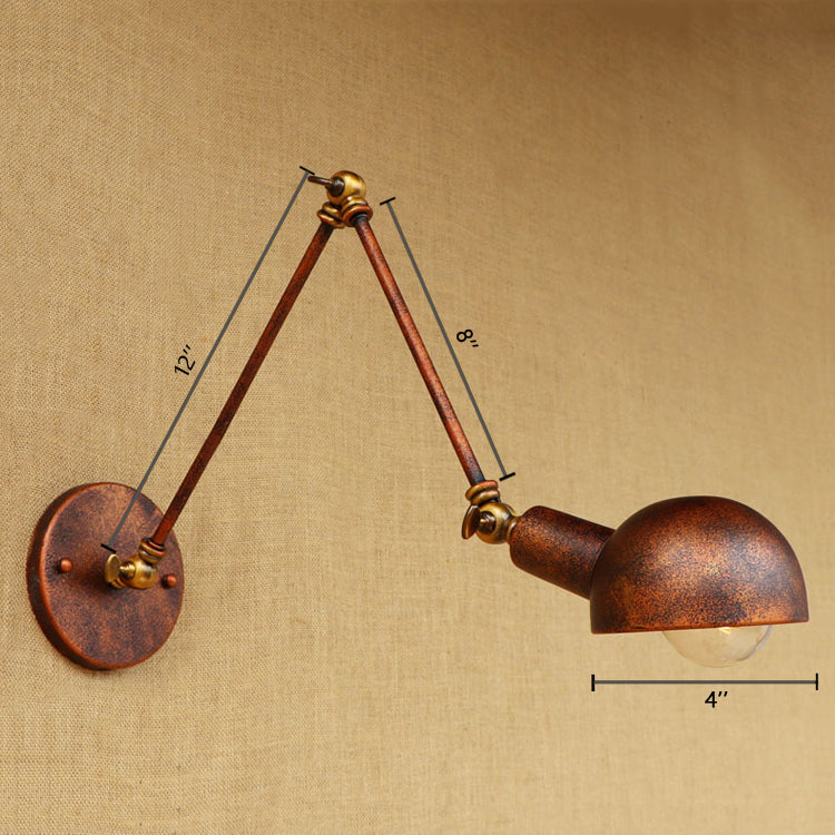Rynx | 1 Light Scale Wall Lamp Fixture Antique Style Rust Metal Wall Lamp with Rotatable Arm for Study Room