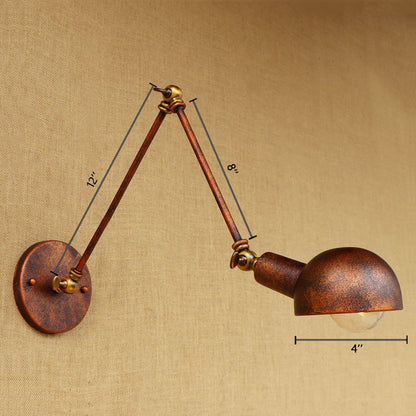 Rynx | 1 Light Scale Wall Lamp Fixture Antique Style Rust Metal Wall Lamp with Rotatable Arm for Study Room