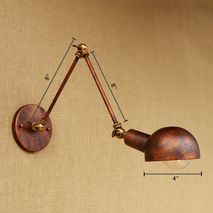 Rynx | 1 Light Scale Wall Lamp Fixture Antique Style Rust Metal Wall Lamp with Rotatable Arm for Study Room