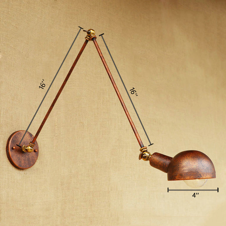Rynx | 1 Light Scale Wall Lamp Fixture Antique Style Rust Metal Wall Lamp with Rotatable Arm for Study Room