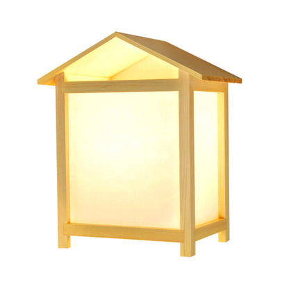 Rynx | Japanese style 1 light wall lamp with Parchmyn shade wooden house shape wall light