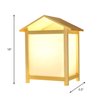 Rynx | Japanese style 1 light wall lamp with Parchmyn shade wooden house shape wall light
